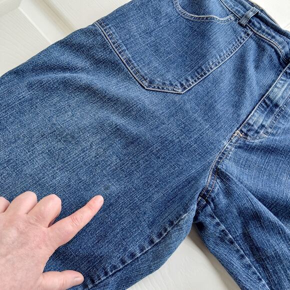 Gloria Vanderbilt Denim Capri Pants size 14 dark grey blue patch pockets jeans - Picture 12 of 14